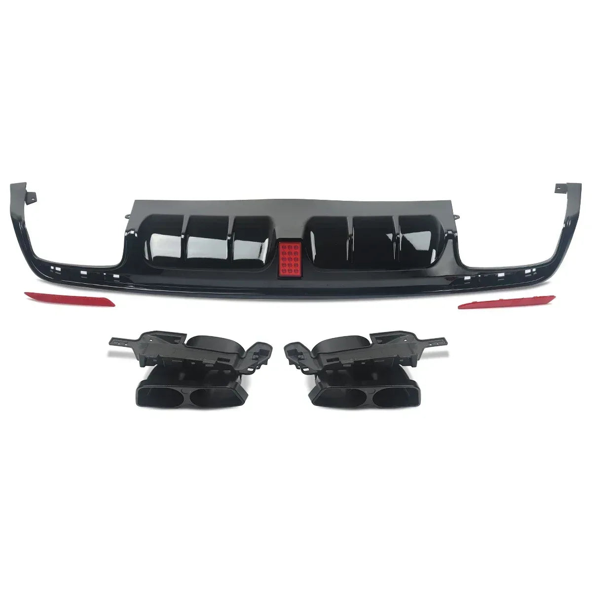 FOR MERCEDES S CLASS W222 B STYLE AMG REAR DIFFUSER TAILPIPE GLOSS BLACK 13-17