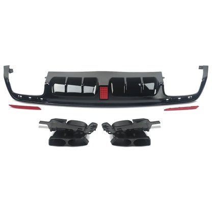 FOR MERCEDES S CLASS W222 B STYLE AMG REAR DIFFUSER TAILPIPE GLOSS BLACK 13-17