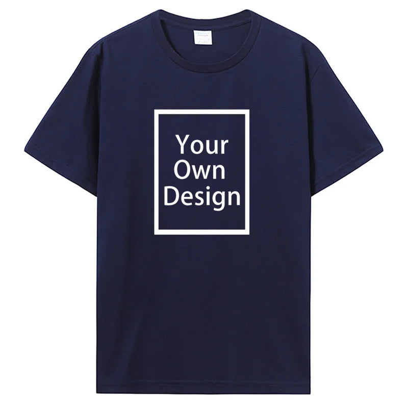 Custom Cotton Customized Print Short Sleeve T Shirt Summer Tops Tees DIY Your Like Photo Or Logo Cotton T-shirt Men Clothing