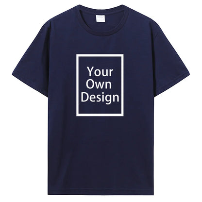 Custom Cotton Customized Print Short Sleeve T Shirt Summer Tops Tees DIY Your Like Photo Or Logo Cotton T-shirt Men Clothing