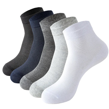 5Pairs Men Mesh Socks Organic Cotton Breathable Black White Business Sock Casual Athletic Spring Summer for Male Size EUR38-45