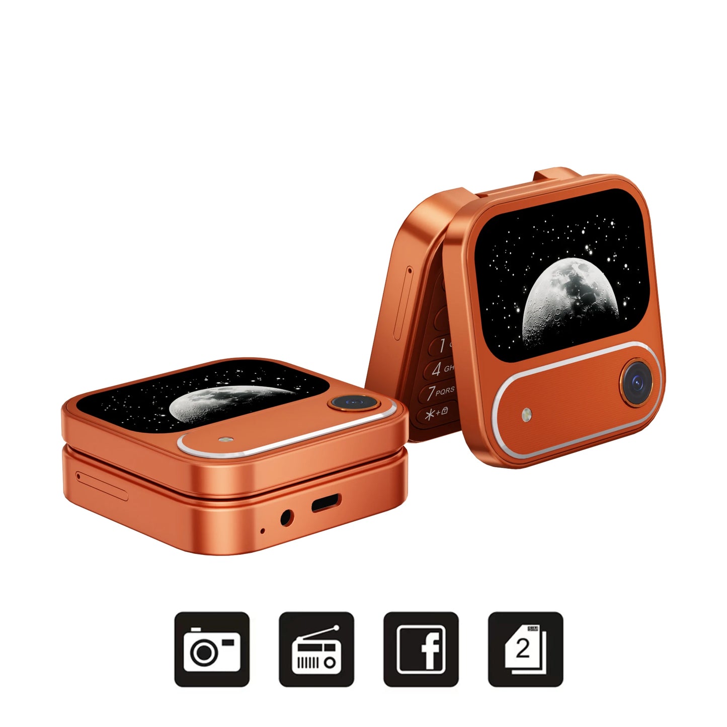 SERVO i17 AIR Mini Foldable Mobile Phone 2G GSM 1.77" Display Magic Voice Speed Dial FM Radio 2 SIM Card Small Square Cellphones