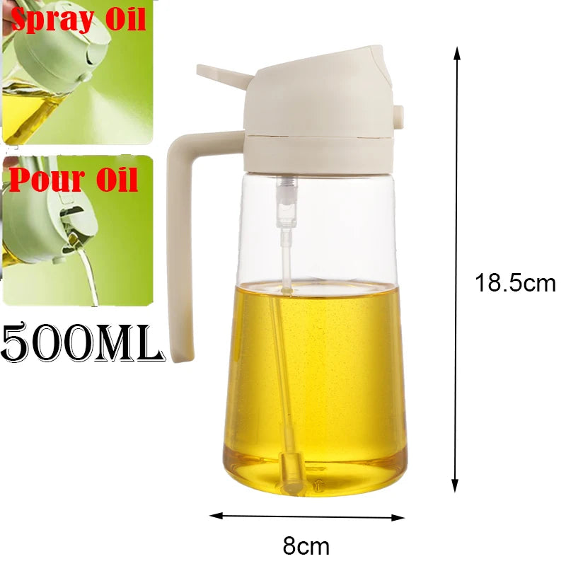 Oil Sprayer Kitchen Spray Oil Polisher 2in1 500ml Plastic Oil Sprayer Bottle Spray Dispenser Cruet BBQ Kitchen Baking Roasting