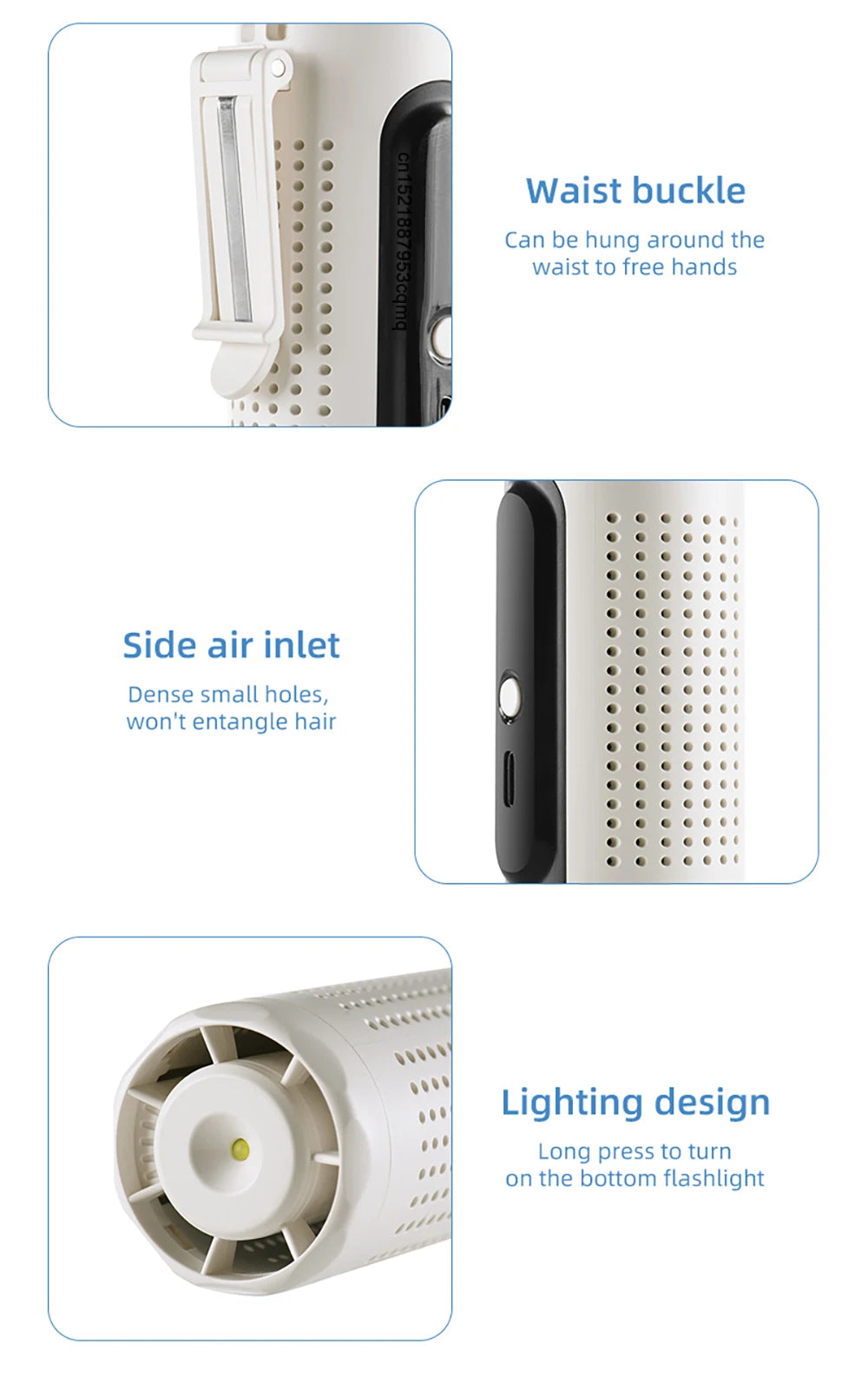 Mini Handheld Fan Portable Neck Hanging Fan USB Rechargeable Outdoor Waist Clip Air Fan Turbo Ice Cooling Fan with Cold Compress