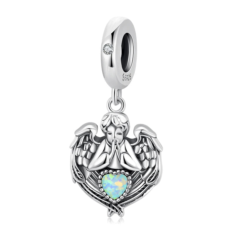 WOSTU Real 925 Sterling Silver Heart Pendents Gifts Charms Beads Fit Original DIY Bracelet Necklace Mother's Day Jewelry for Mom