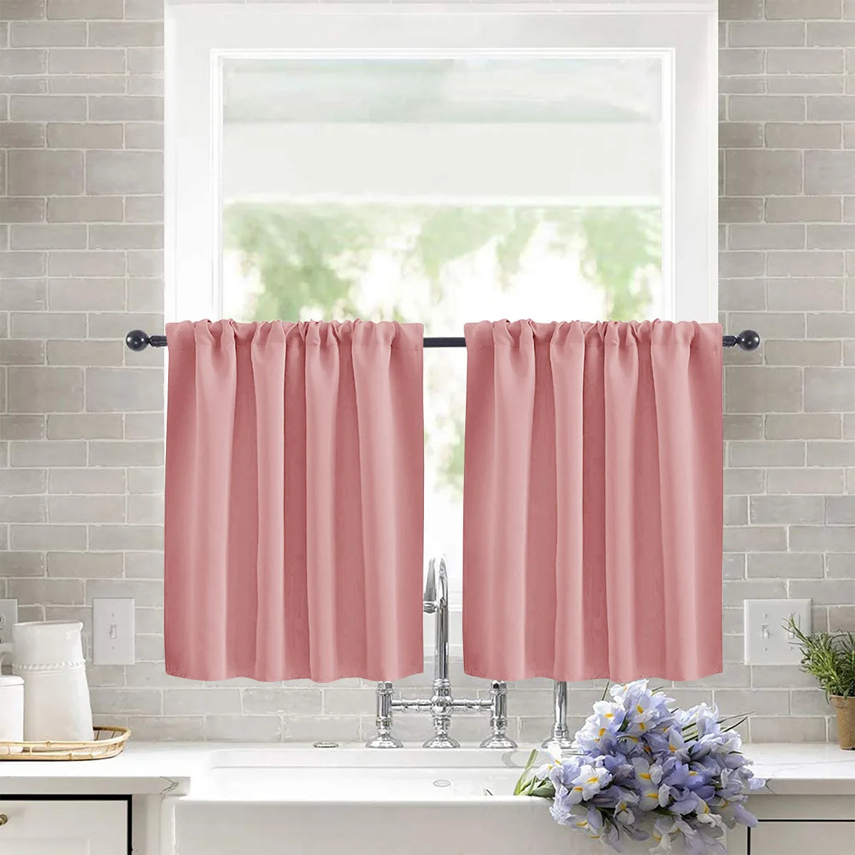 Modern Simple New Solid Color High-precision Short Curtain Finished Blackout Curtain Kitchen Partition Curtain Coffee Curtain.