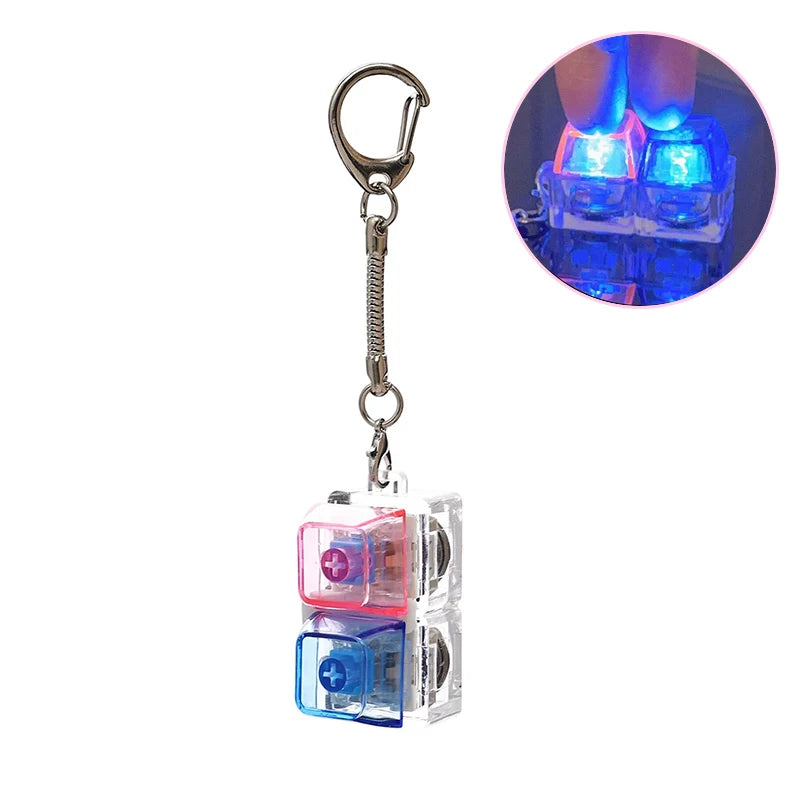 LED 9 Keys Keycap Keychains for Women Men Luminous Stress Relief Finger Pendants Fidget Keyboard Backpack Key Button Keyrings