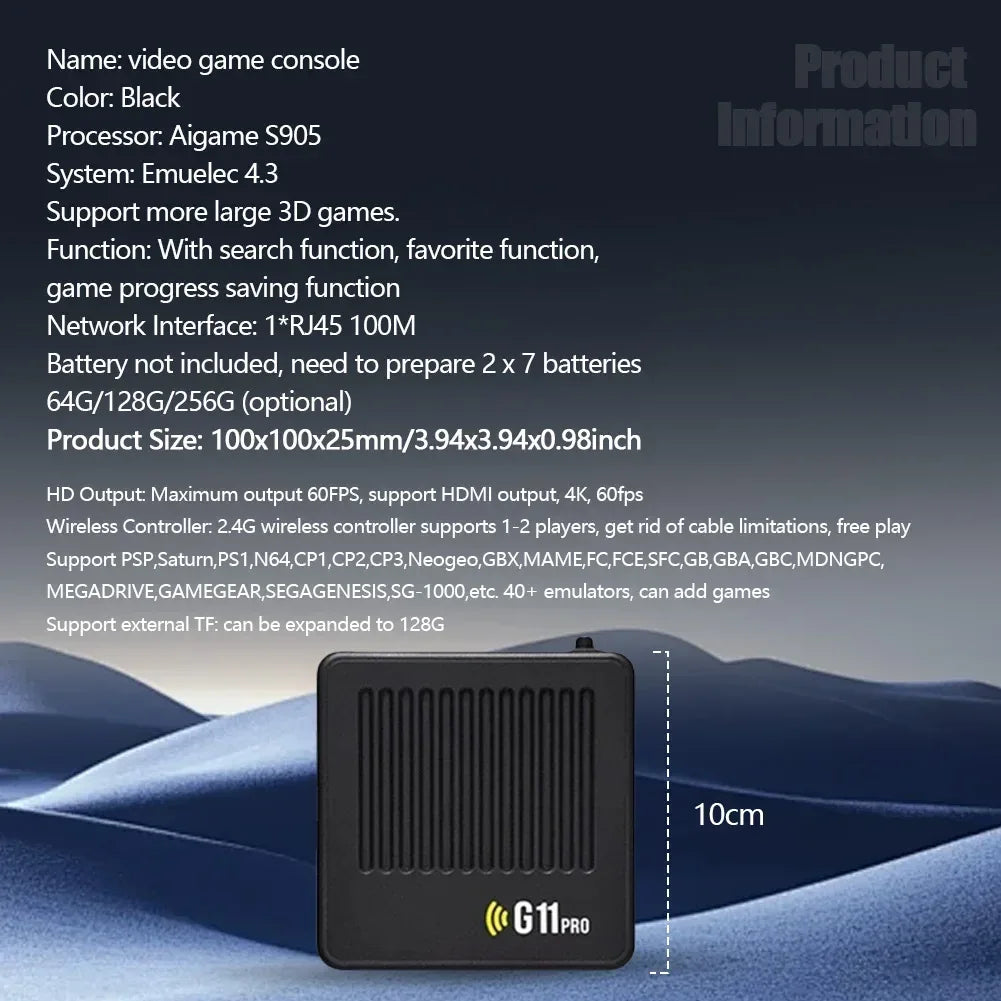 G11 Pro Retro Home Console Built in 10000+ Retro Games HD Video Game Console Ultra Low Latency with 2.4G Wireless Dual Gamepad