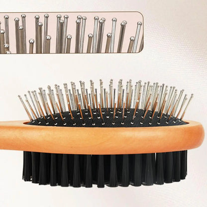 Pet Grooming Brush Double-sided Brush Comb Stainless Steel Needle Bristles Hair Brush Grooming Hair Remover Brush Pet Supplies