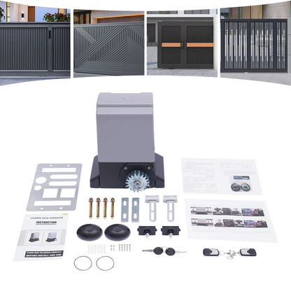 750W Sliding Electric Gate Opener Max 1600kg 1400RPM Silent Automatic Electric Motor Kit With Remote Control & Keys