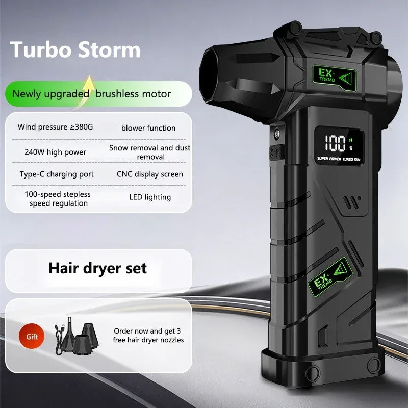 New Powerful Violent Fan 990000RPM Turbo Air Blower 380G Thrust High Speed Brushless Turbo Jet Blower With LED Lighting
