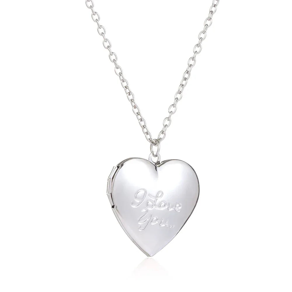 New Love Heart Photo Picture Locket Valentine's Day Gift For Lover Couples Friend Heart Secret Message Pendant Chain Jewelry