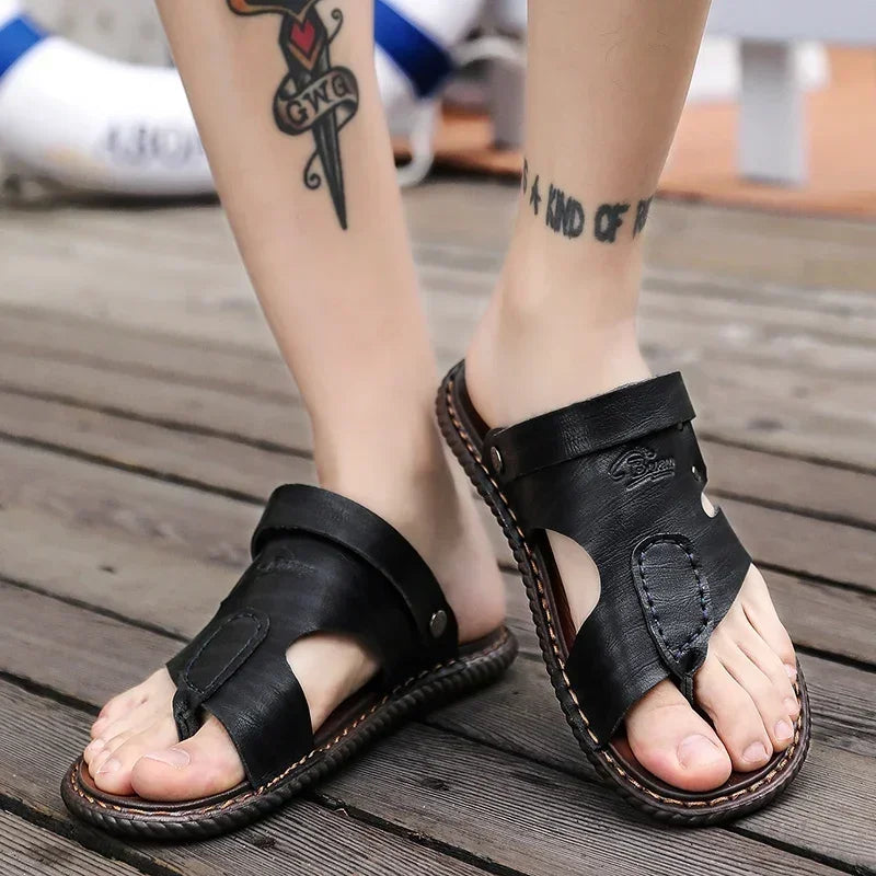 FUQIAO Summer New Style Men's Sandals Leather Soft Bottom Leisure Men Shoes Sandals Recommend Zandalias Para Hombre Verano