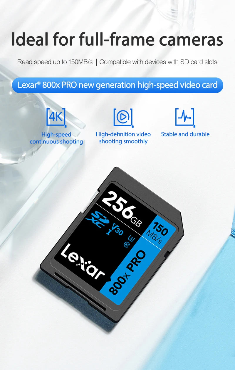 Lexar SD Card 800x Pro Read 150MB/s SDXC Flash Card 64GB 128GB 256GB V30 UHS-I SDHC 32GB Memory Card Storage Card For Camera