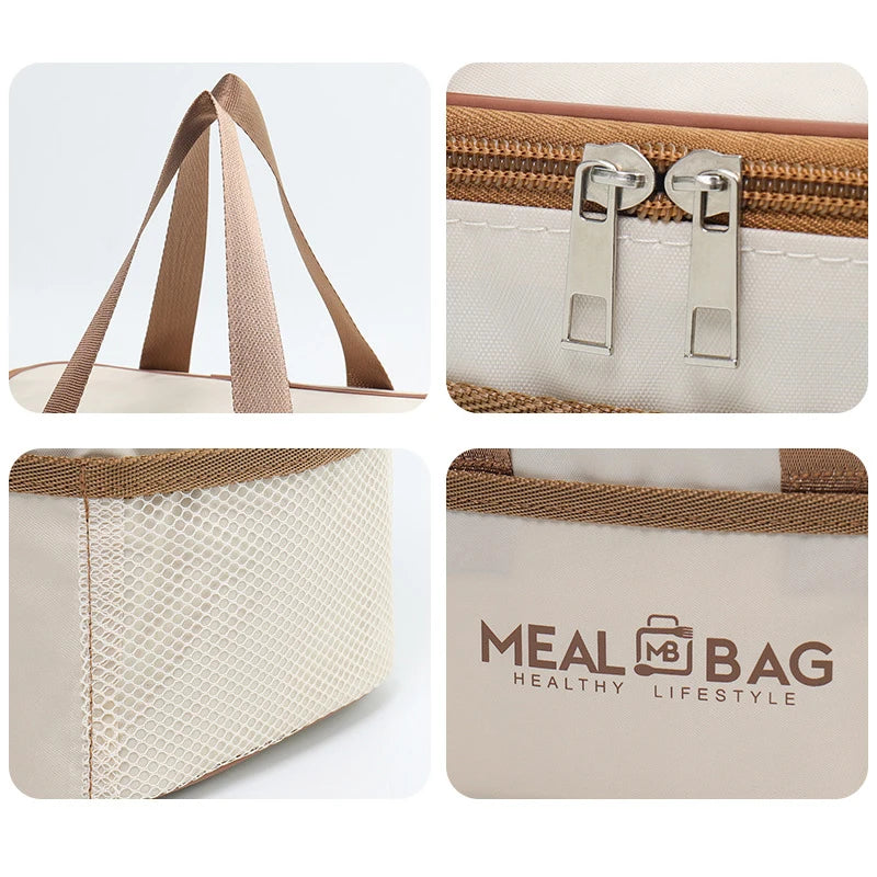 Portable lunch bag food insulated box Waterproof shoulder strap insulated box, hand-held lunch box bag, fresh aluminumA-DH