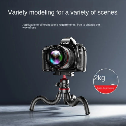 FGCLSY 2025 Flexible Octopus Tripod for iPhone smartphone Camera DSLR 2in1 Design With Phone Holder Side Cold Shoe 1/4'' Screw