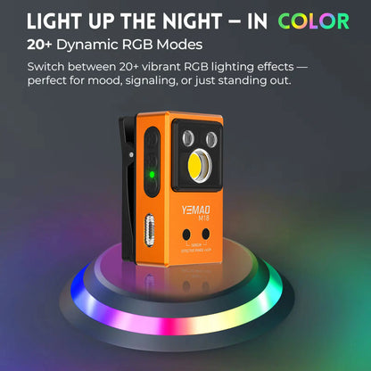 YEMAO M18 270LM Clip Pocket Flashlight 7 Color RGB Built-in 500mAh Battery Rechargeable 6 Light EDC Magnetic Sensor Lamp UVLight