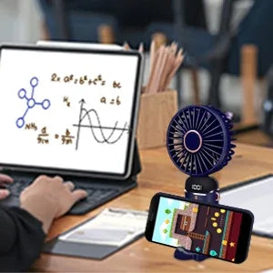 Handheld Fan,Foldable Desk Desktop Type-C Rechargeable Fans with Lanyard and Base, Mini Fan with LED Display 4000mAh