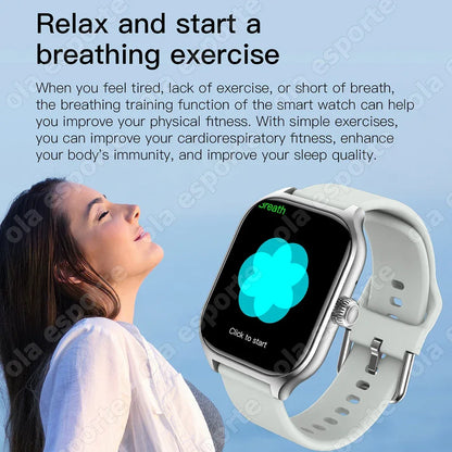 2.01'' Sports SmartWatch Fitness Clock Health Monitor Waterproof Smartwatch Wireless Call Watches For Men Women IOS Andriod 2025