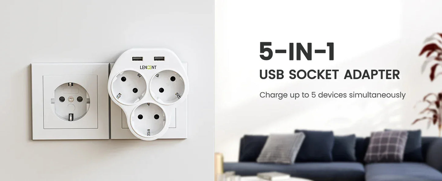 LENCENT USB Sockets dice Without Cable socket EU Socket Adapter Multiple socket EU Outlet Extender