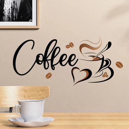 Creative Coffee Cup Wall Stickers Living Room Restaurant Decoration Mural Cafe For Kitchen Home Decor Self-adhesive Wallpaper
