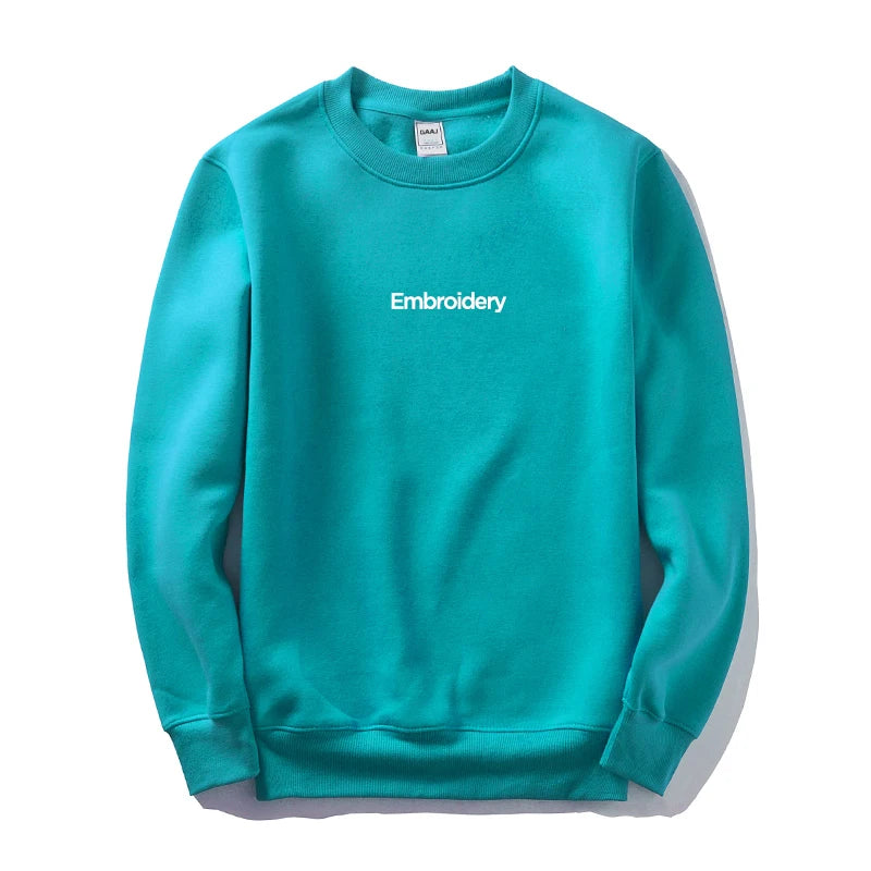 Custom Embroidery Cotton Sweatshirt Customized Brand Design Company Logo Text Men Women Thick Fleece Warm Quality Clothes 350gsm