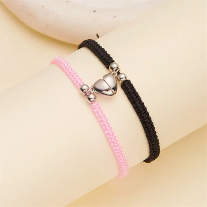 Handmade Heart Magnet Bracelet for Women Men Fashion Adjustable Braided Couple Bracelet Lovers Bestie Friendship Jewelry Sets