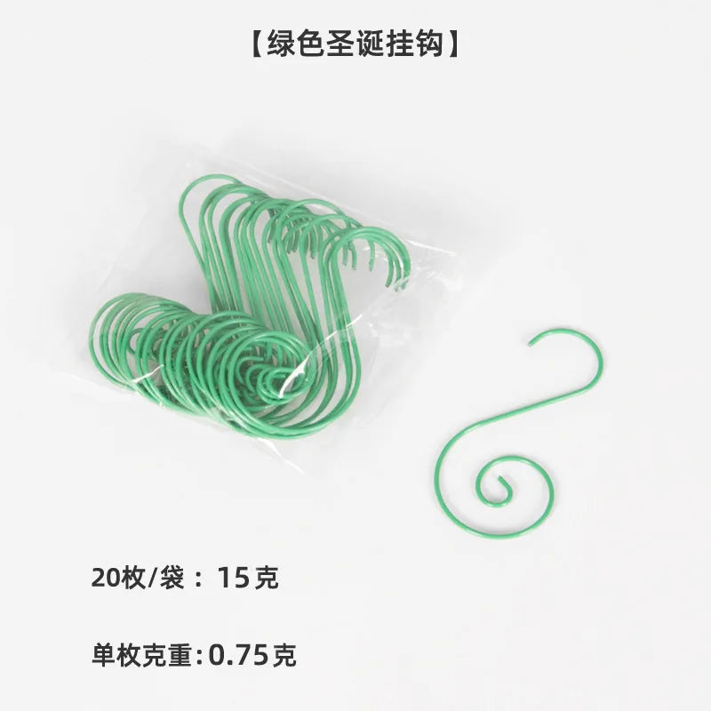 20pcs/bag Christmas Ornaments Metal S-Shaped Hooks Holder Christmas Tree Ball Pendant Hanging Decorations Home Navidad New Year