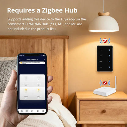 Zemismart Zigbee DIY Name Switch US Black Touch Panel Smart Display Screen Light Switch Work with Tuya Smart Life App