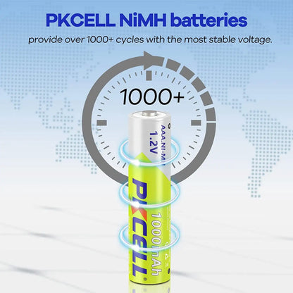 8PC PKcell Rechargeable AAA 1000mAh 1.2V Lithium Batteries 3A NI-MH Rechargeable Battery Suitable For Toys TV remotes Flashlight