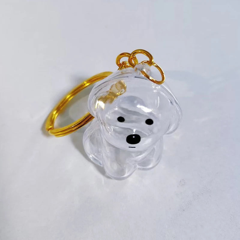 Cute Clear Puppy Hair Memorial DIY Pendant Keychain Decor Keepsake Capsule Pet's Dog Fur Container Pet Lovers Home Display Gifts