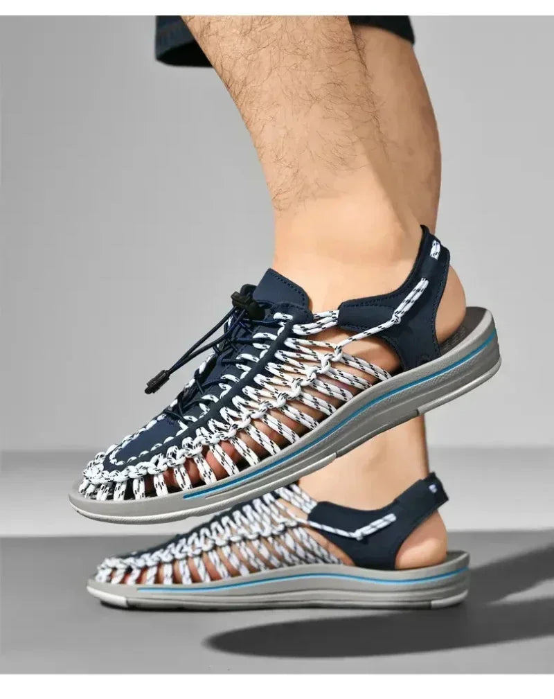 Breathable Casual Flat Sandals Outdoor Couples Sandals Size 48 Summer Men Sandals Women Slippers Weaving Design Beach Sandals