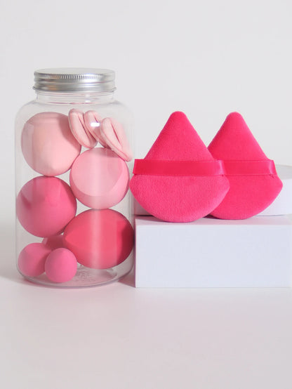12Pcs Makeup Sponge Set with Storage Jar Latex-Free, Makeup Sponge Finger Puff, Dual-Use Wet & Dry Foundation Cosmetic Puffs