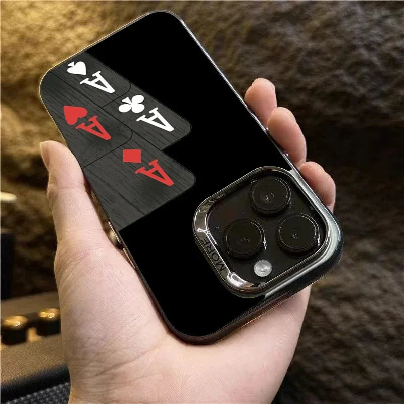 Poker For iphon 16 15 Plus X XR XS Max 11 12 13 Pro 16 Pro Max X XR XS Shockproof Ultra-Thin Hard Cover Protective Phone Case