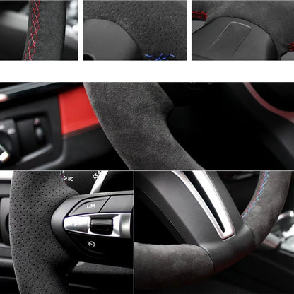 Hand Sewing Soft Suede Car Steering Wheel Cover For Seat Ibiza(6J)(FR/CUPRA) 2015 Mii FR Leather Original Steering Wheel Braid by PDG ibma