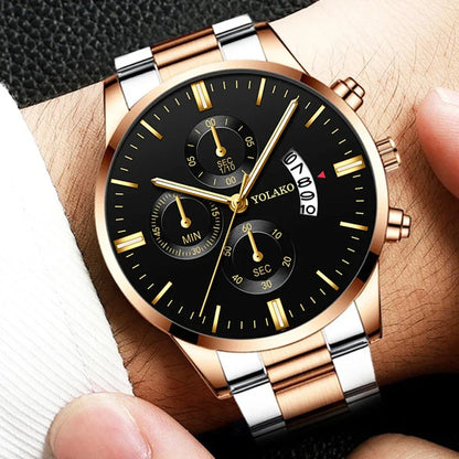 Luxury Men Stainless Steel Watch Calendar Quartz Wristwatch Business Watches Man Clock Relogio Masculino