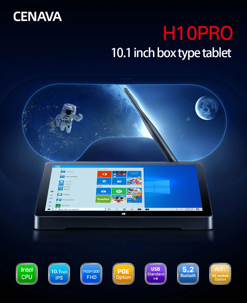 20256 Pipo H10 PRO 10.1 Inch IPS Touch Screen MINI PC Win11 Win10 OS Intel N100 Quad Core Tablet PC BT WIFI RJ45 USB 3.0 POE HD
