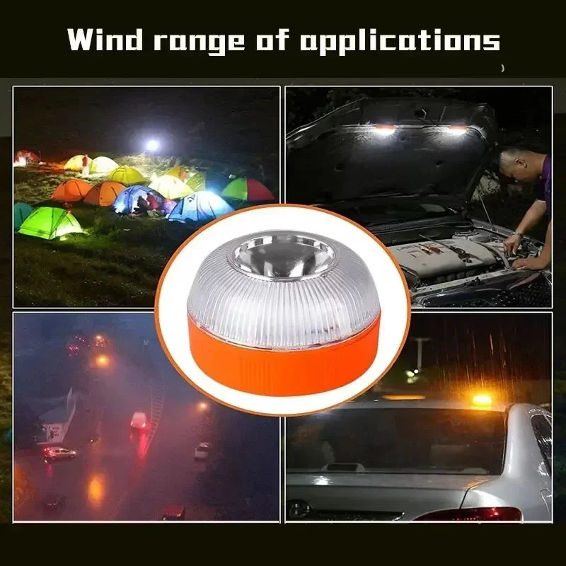 V16 Car warning strobe light, ultra-bright LED, night safety flashing light, strong magnet suction roof light, warning light