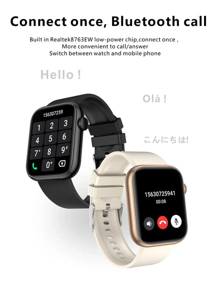 LIGE New Women Smart Watch 1.85 Full Touch Bluetooth Call Smart Wristwatch Body Temperature Watch Sports Bracelet Men Smartwatch