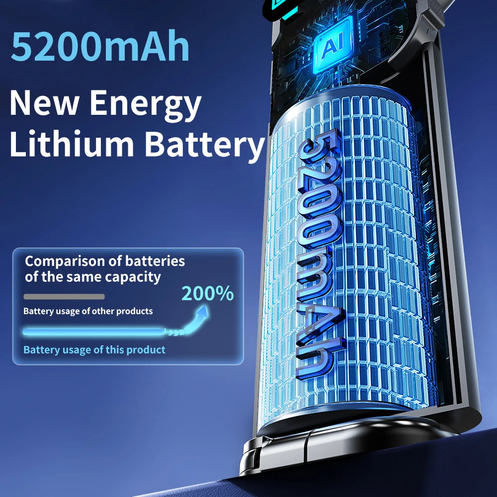 5200mAh Large Capacity Handheld Fan High Speed Refrigeration Handheld Fan 100 Speed  USB Charging Portable Fan