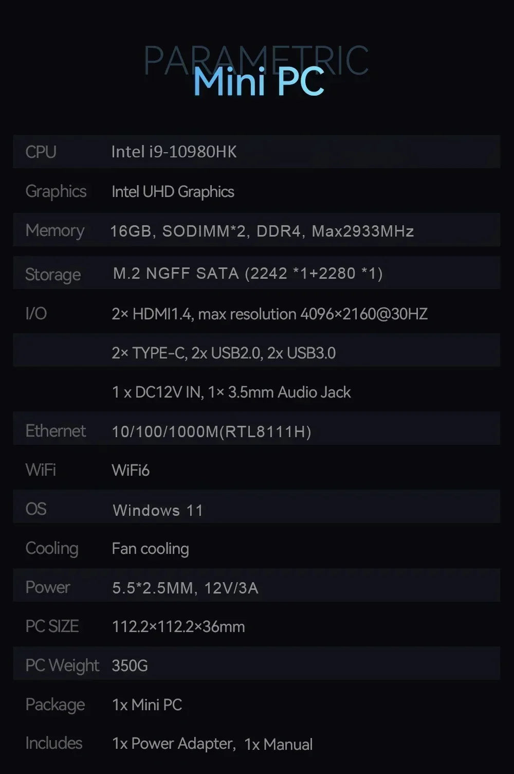 2026 Powerful Mini PC Intel Core I9-8950HK I3-6100 16GB DDR4 1TB SSD Windows 11 WiFi 6 BT5.2 Gaming Office Portable Desktop PC