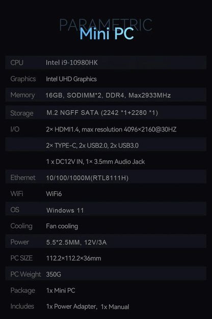 2026 Powerful Mini PC Intel Core I9-8950HK I3-6100 16GB DDR4 1TB SSD Windows 11 WiFi 6 BT5.2 Gaming Office Portable Desktop PC