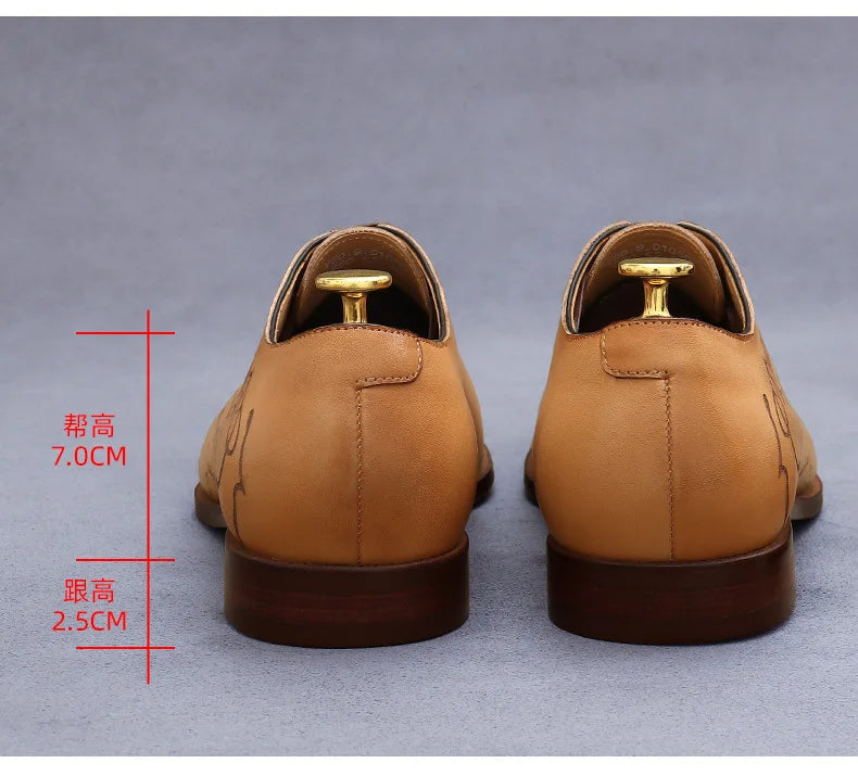 British Trend Mens Dress Shoes Elegant Genuine Cow Leather 2023 Autumn Designer New Style Oxfords Wedding Social Shoes Man