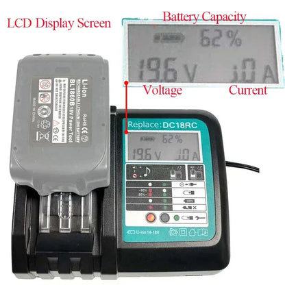 DC18RC Li-ion Battery Charger For Makita 14.4V 18V BL1830 Bl1430 DC18RF BL1815 BL1415 LXT400 BCl180W DC18RD DC18RE DC18SF BL1860