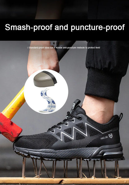 Oulylan Puncture Proof Work Safety Boots Man Breathable Work Shoes Male Men's Fashion Safety Shoes  Steel Toe Sneakers