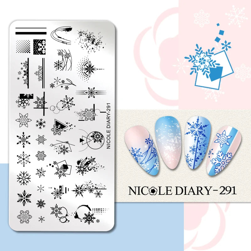 NICOLE DIARY Rose Flower Nail Stamping Plates Image Template Valentine's day Love Heart Printing Stencil Nail Art Manicure Tools
