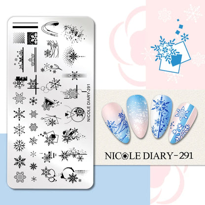 NICOLE DIARY Rose Flower Nail Stamping Plates Image Template Valentine's day Love Heart Printing Stencil Nail Art Manicure Tools