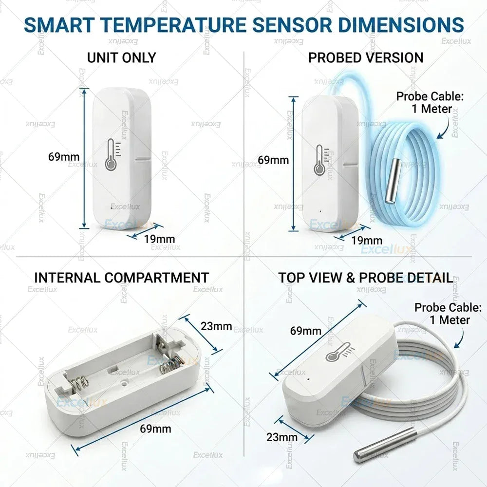 Zigbee Smart Temperature Humidity Sensor Optional With Waterproof Probe For Tuya Zigbee2MQTT Home Assistant Aquarium Tank Fridge