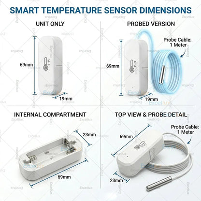 Zigbee Smart Temperature Humidity Sensor Optional With Waterproof Probe For Tuya Zigbee2MQTT Home Assistant Aquarium Tank Fridge
