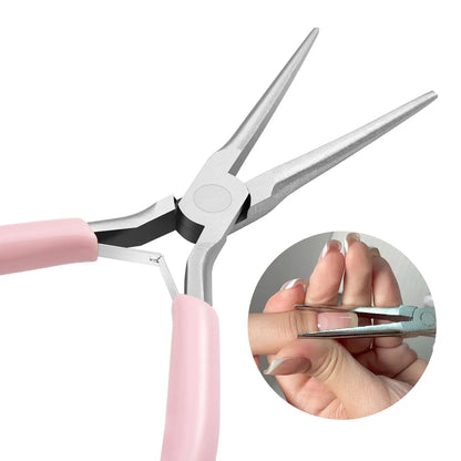Pink Long Nose Pliers Set Professional Nail Art Pliers For Manicure Extension Jewelry Making Diy Craft Tools
